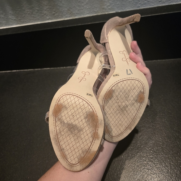 SALE STUNNING JESSICA SIMPSON Elegant Women's Strappy Heels - Silver Tan Jewels - Picture 9 of 9